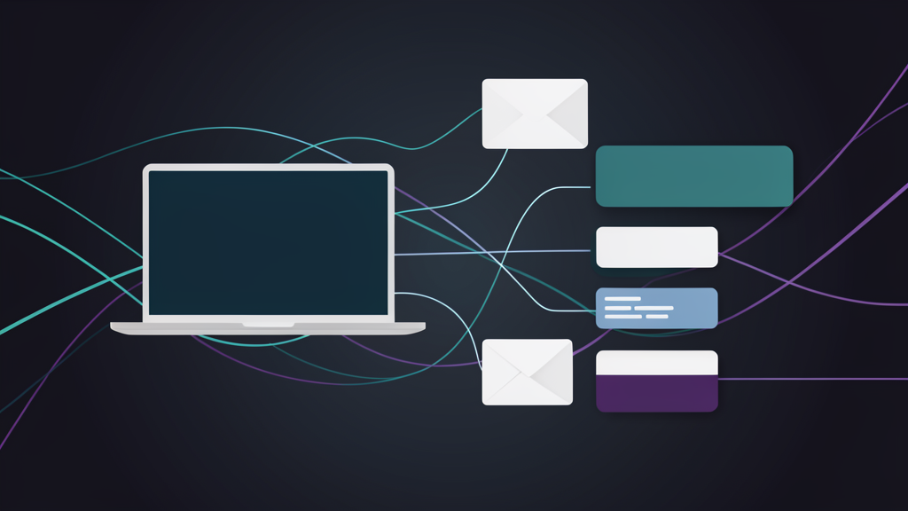 Abstract email workflow automation illustration for small business follow-up