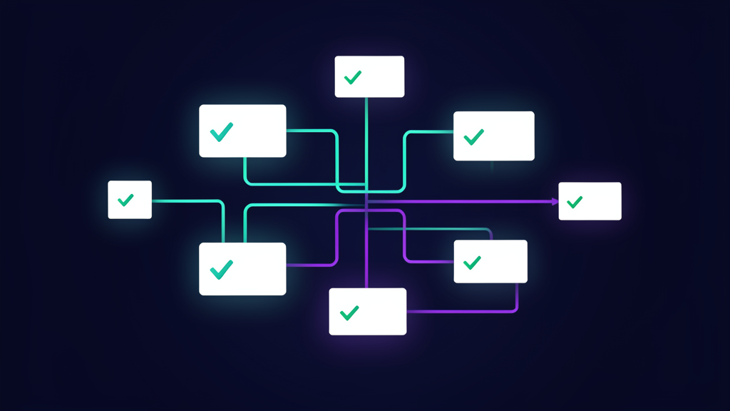 Abstract connected checklist cards representing a small business automation readiness checklist